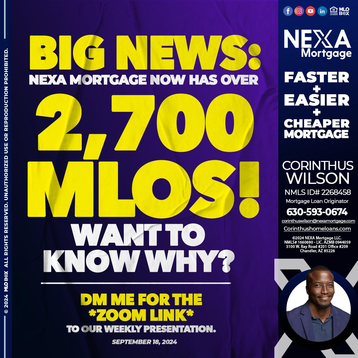 BIG NEWS - Corinthus Wilson -Mortgage Loan Originator