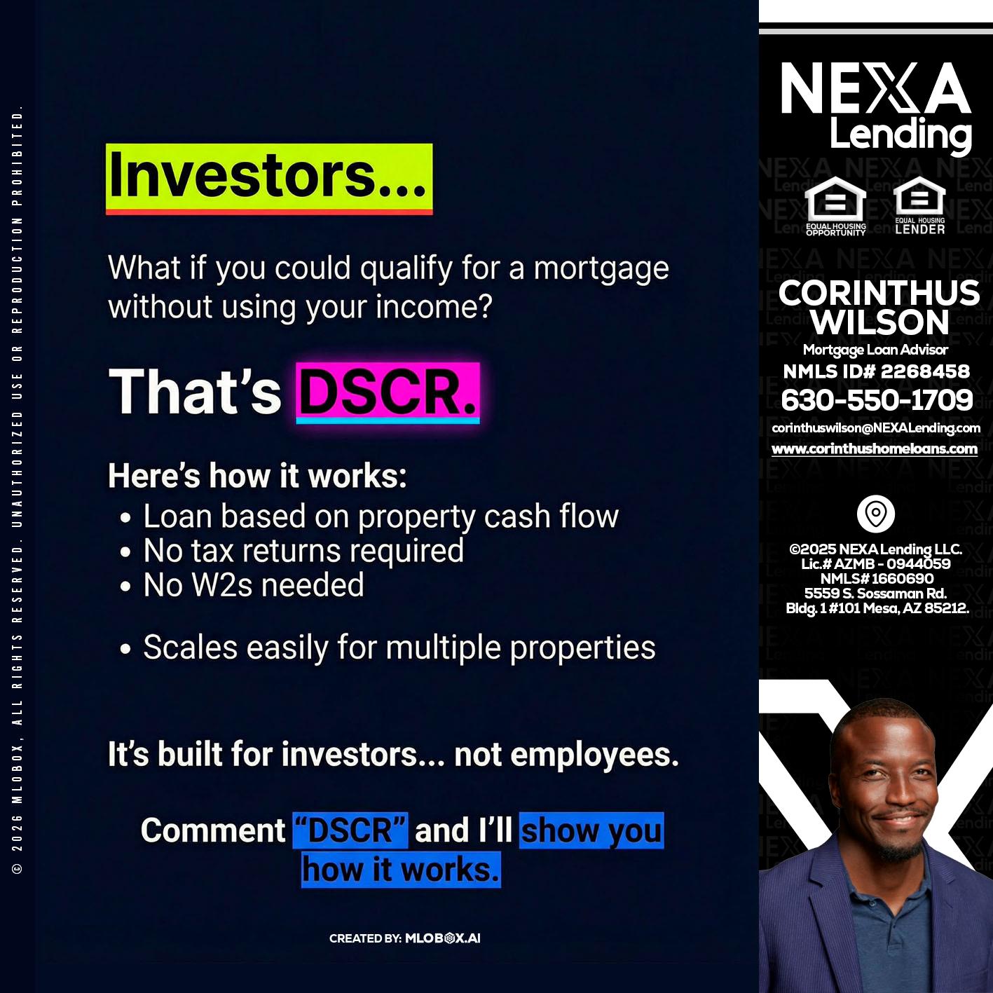 INVESTORS - Corinthus Wilson -Loan Advisor/Investor/Commercial/International