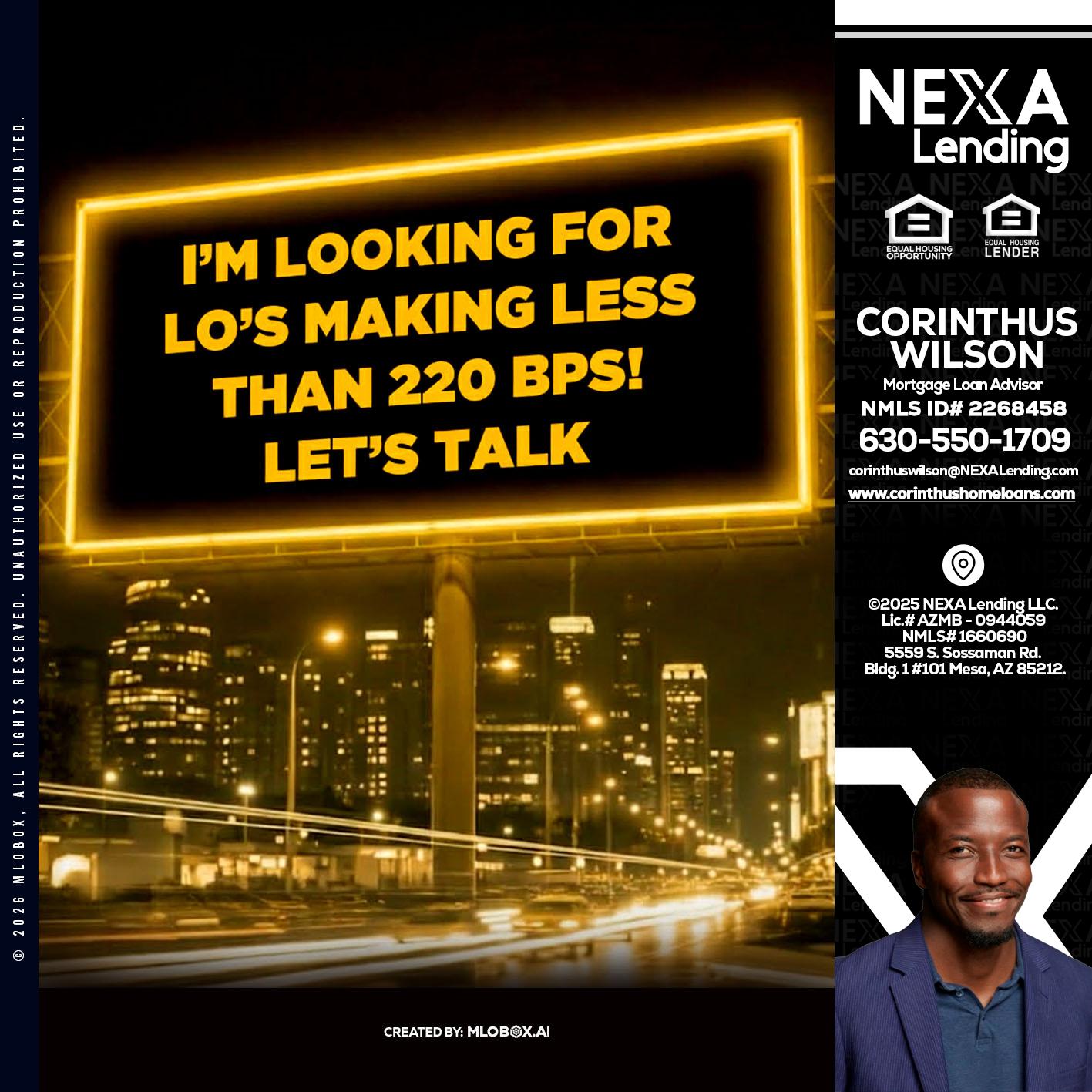 Looking for MLOs - Corinthus Wilson -Loan Advisor/Investor/Commercial/International