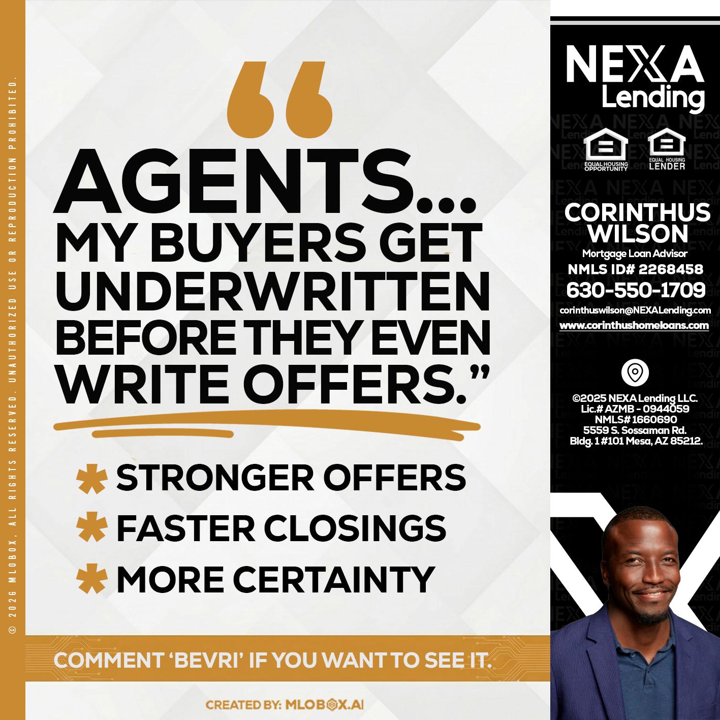 agents - Corinthus Wilson -Loan Advisor/Investor/Commercial/International