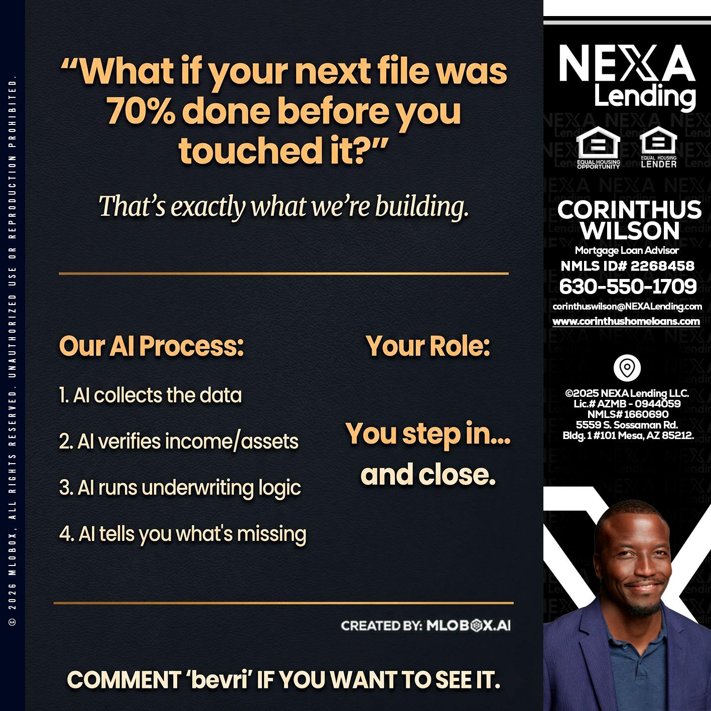 WHAT IF YOUR - Corinthus Wilson -Loan Advisor/Investor/Commercial/International