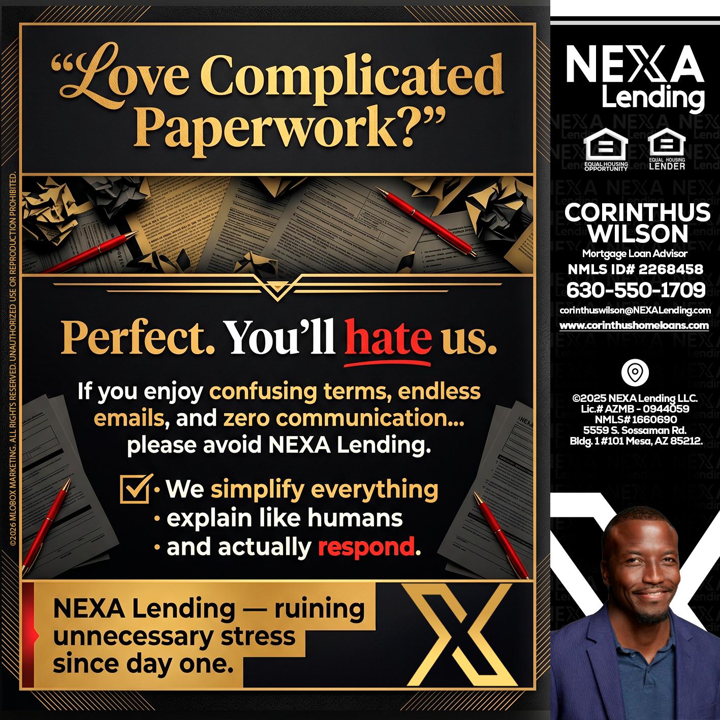 YOU WILL HATE US! - Corinthus Wilson -Loan Advisor/Investor/Commercial/International