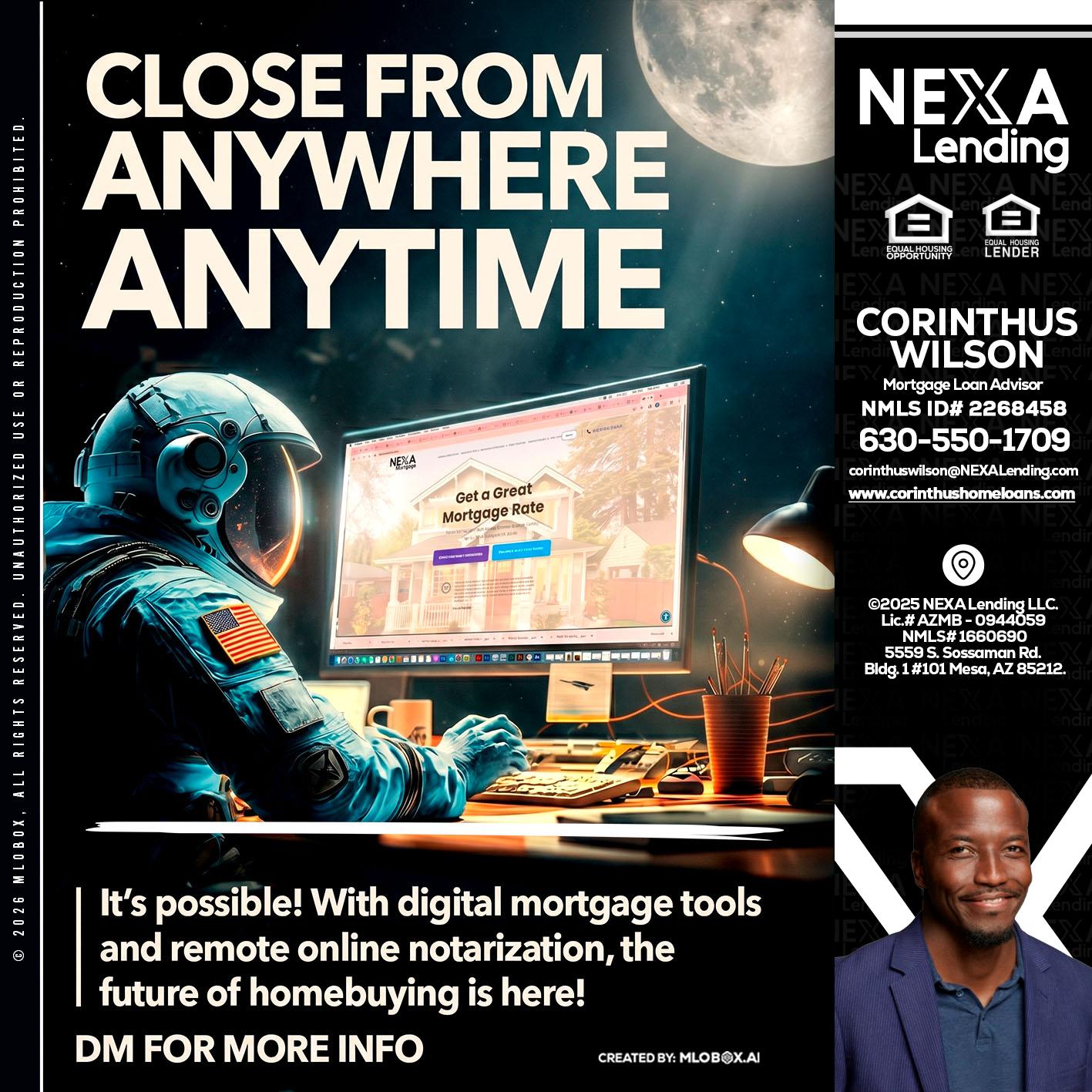 CLOSE FROM - Corinthus Wilson -Loan Advisor/Investor/Commercial/International