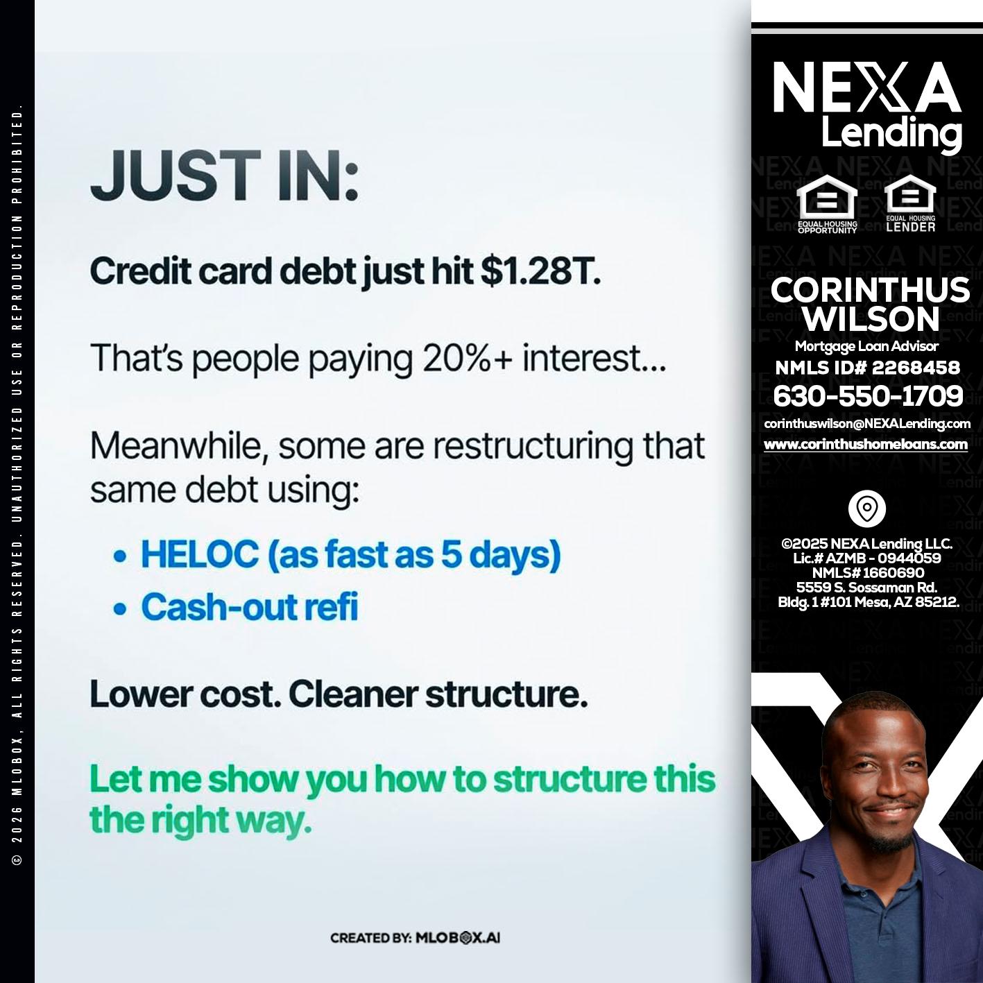 JUST IN - Corinthus Wilson -Loan Advisor/Investor/Commercial/International
