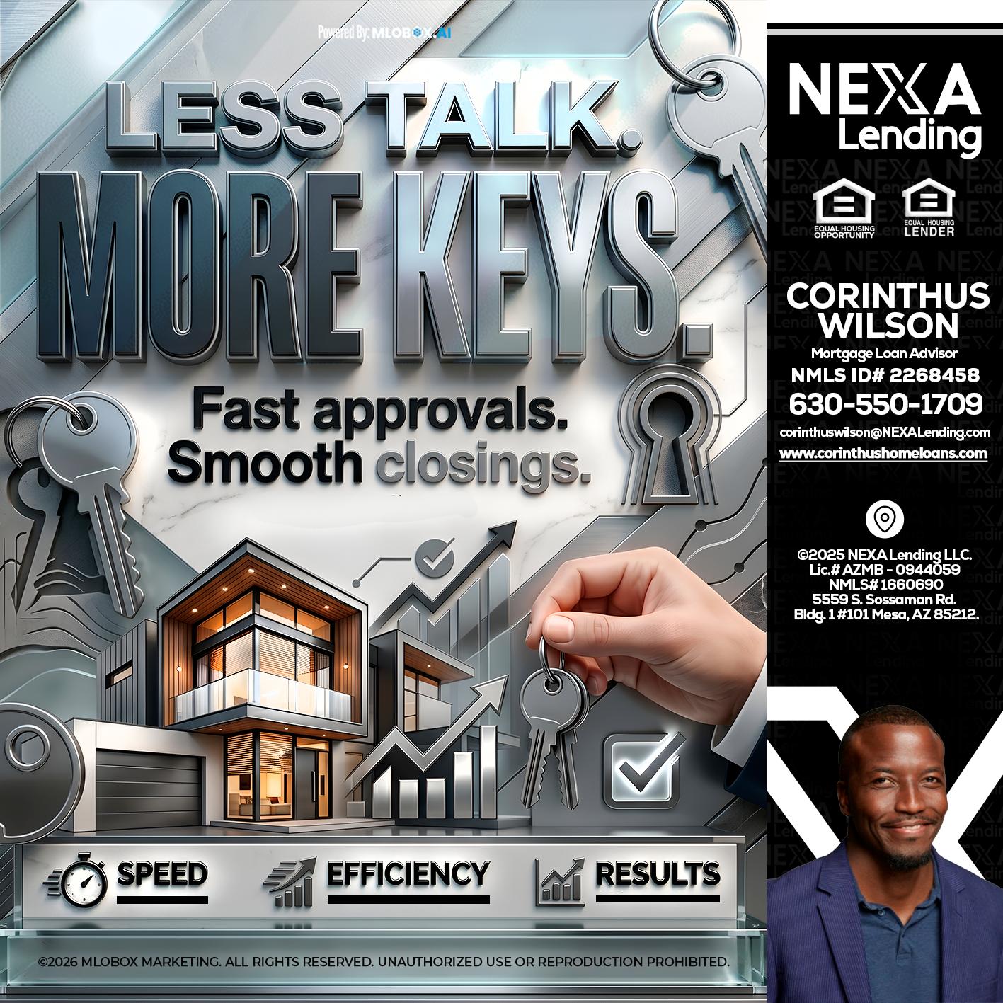 LESS TALK, MORE KEYS! - Corinthus Wilson -Loan Advisor/Investor/Commercial/International