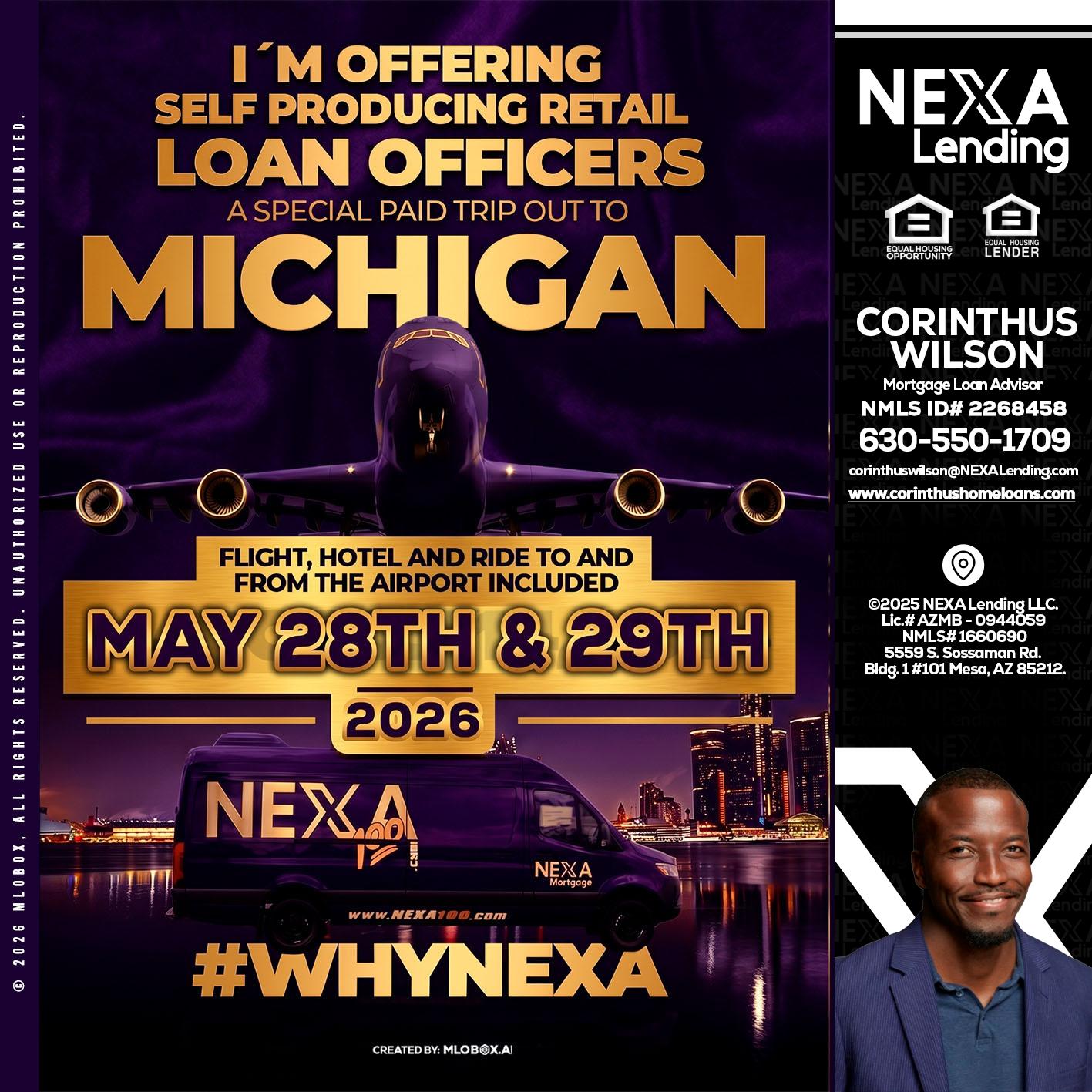 MICHIGAN - Corinthus Wilson -Loan Advisor/Investor/Commercial/International