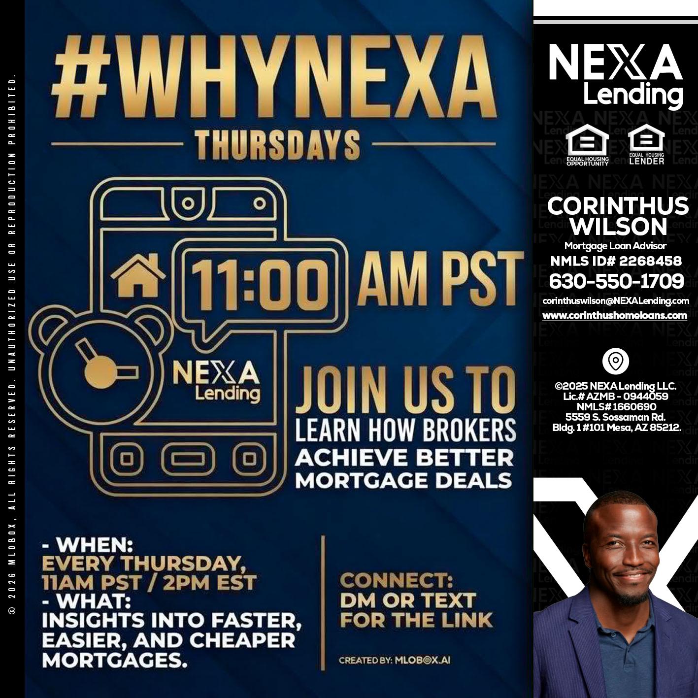 WHY NEXA THURDAYS - Corinthus Wilson -Loan Advisor/Investor/Commercial/International