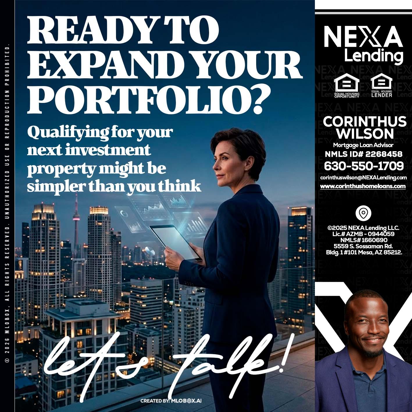 READY TO EXPAND - Corinthus Wilson -Loan Advisor/Investor/Commercial/International