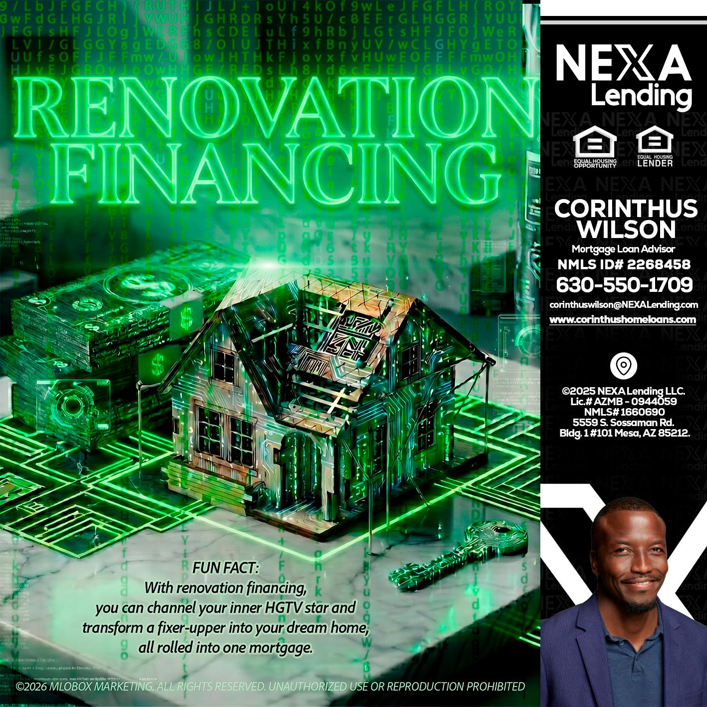 RENOVATION FINANCING - Corinthus Wilson -Loan Advisor/Investor/Commercial/International