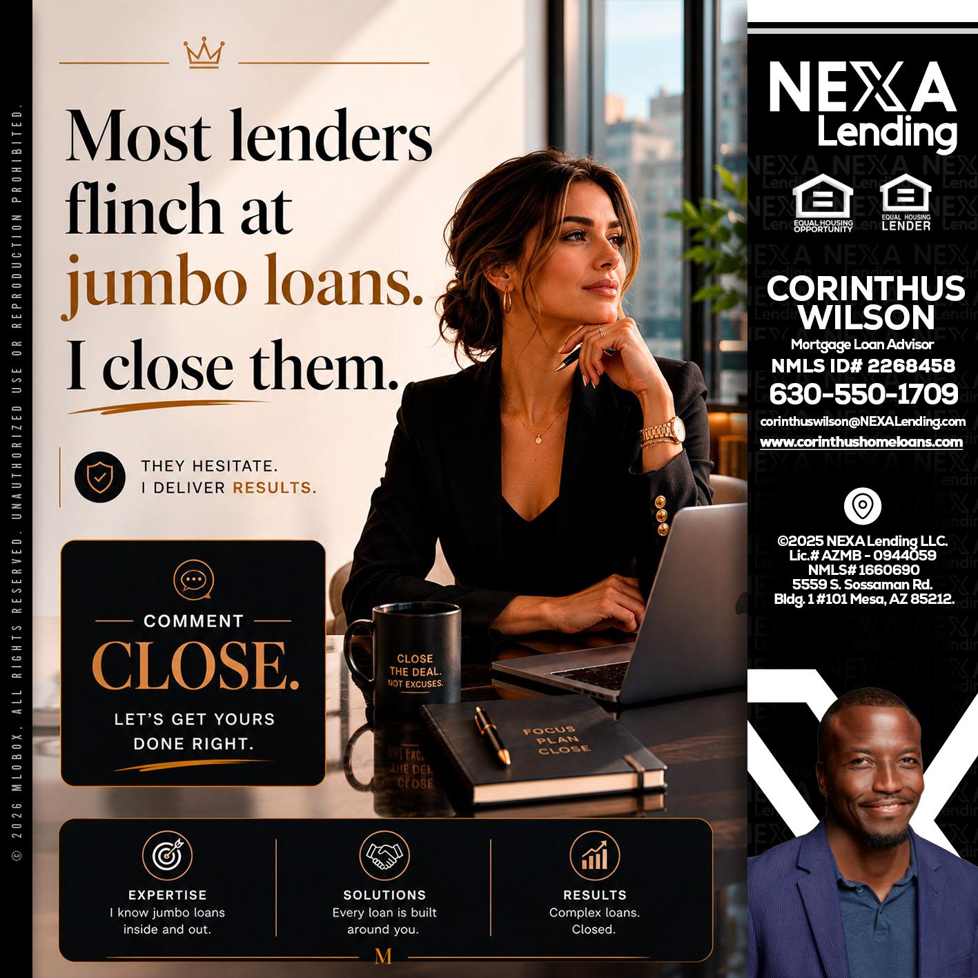 most lenders - Corinthus Wilson -Loan Advisor/Investor/Commercial/International