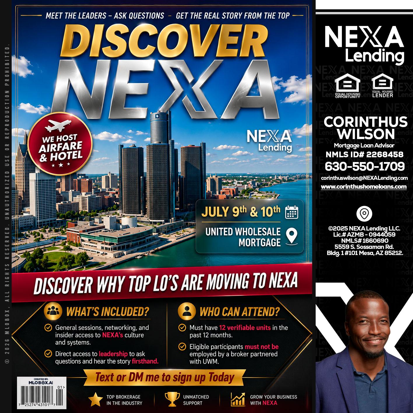 DISCOVER NEXA - Corinthus Wilson -Loan Advisor/Investor/Commercial/International