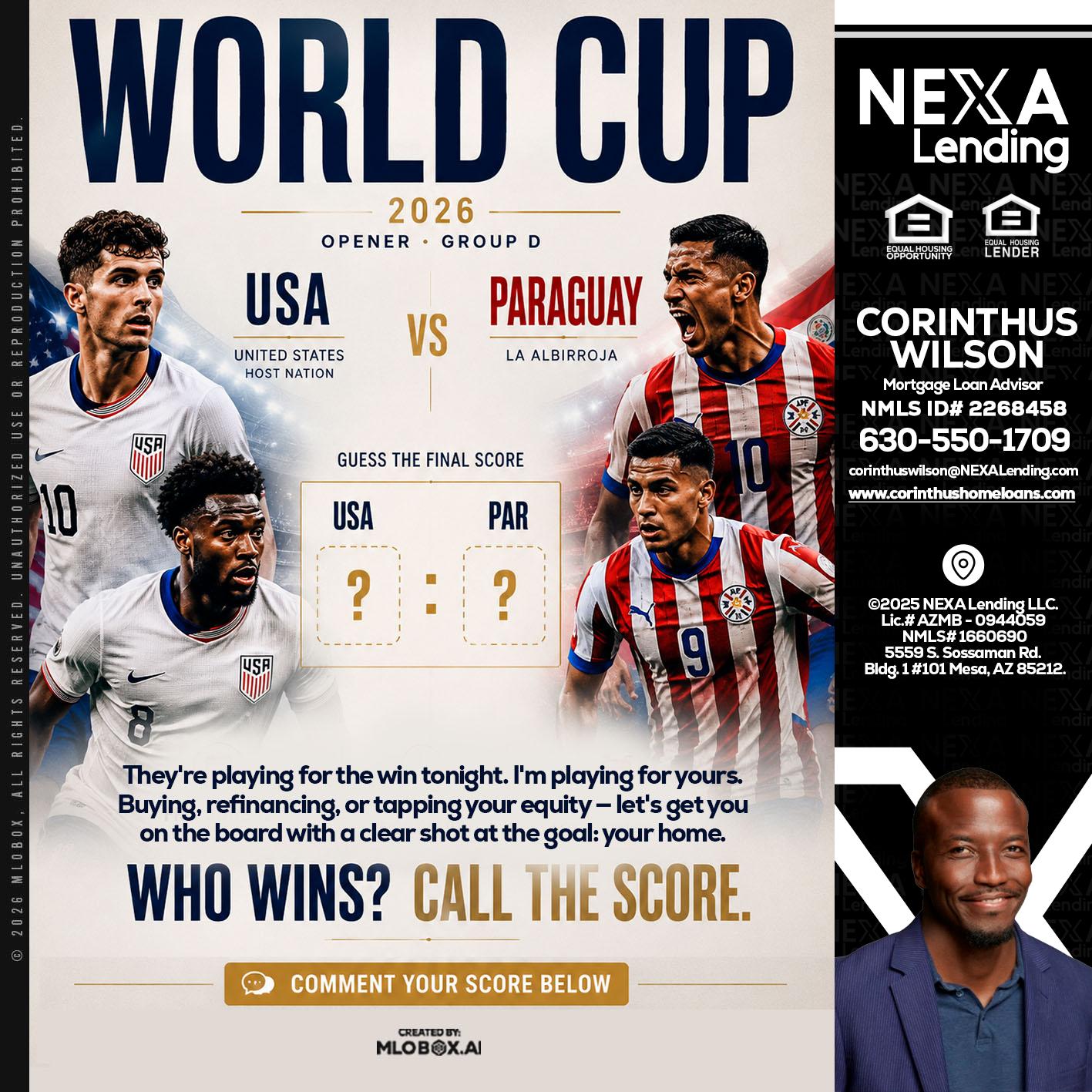 WORLD CUP 2026 - Corinthus Wilson -Loan Advisor/Investor/Commercial/International