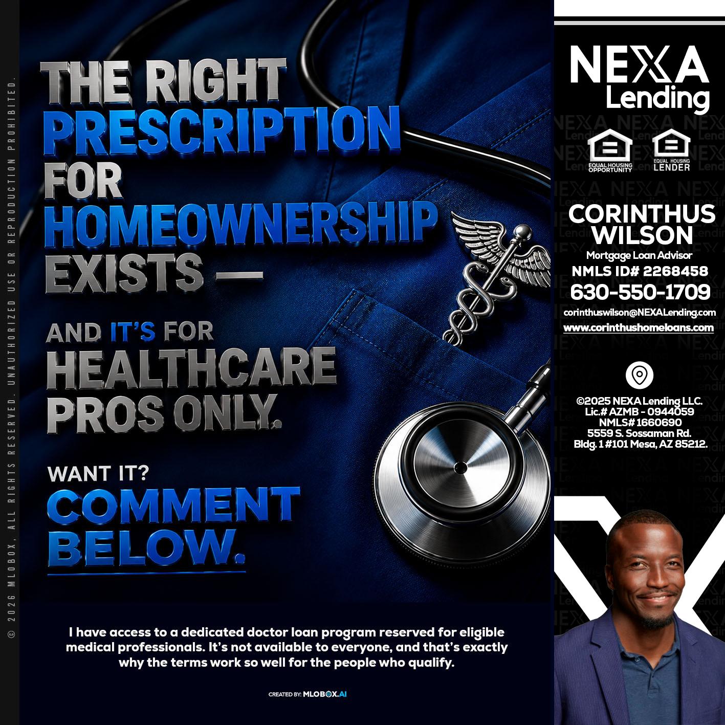 THE RIGHT PRESCRIPTION - Corinthus Wilson -Loan Advisor/Investor/Commercial/International