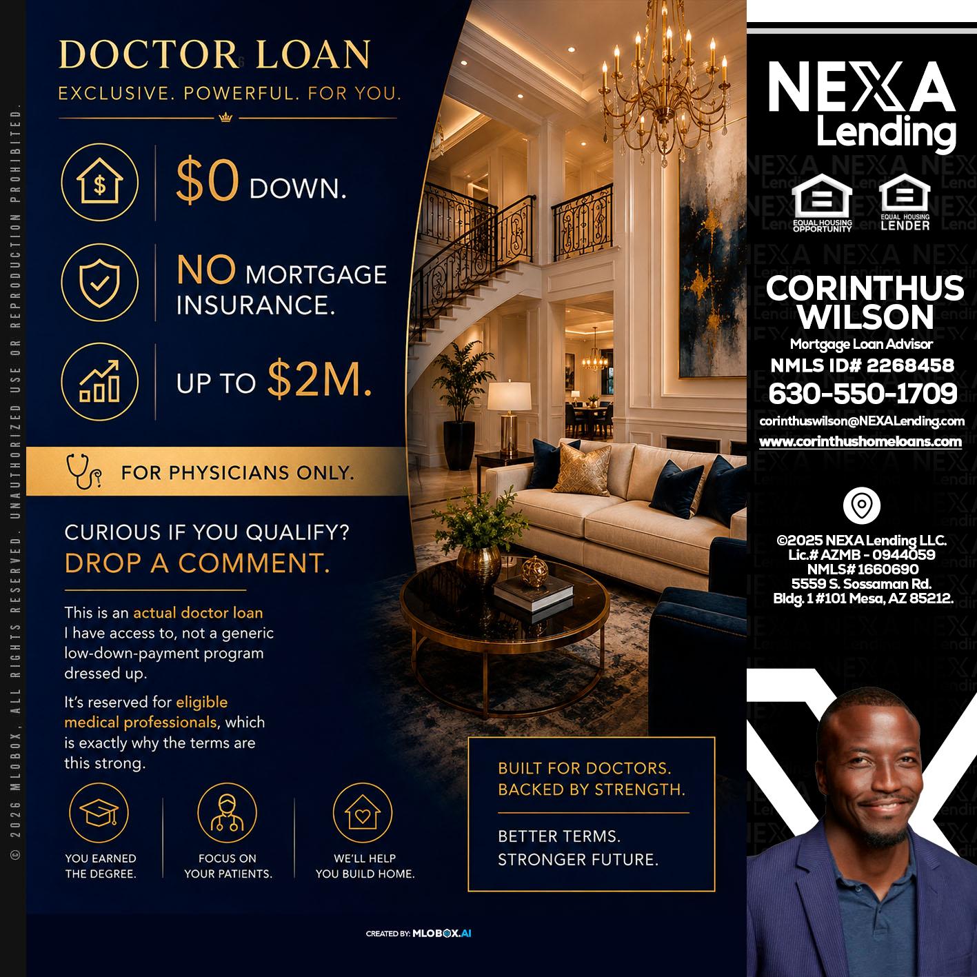 DOCTOR LOANS - Corinthus Wilson -Loan Advisor/Investor/Commercial/International