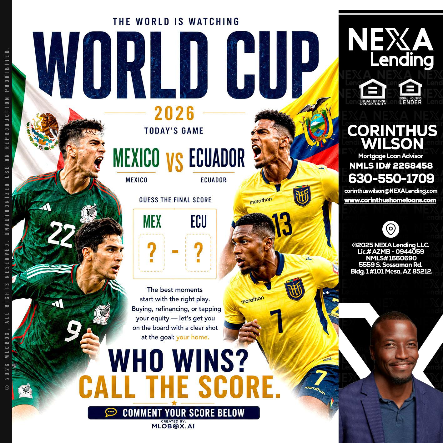 WORLD CUP 2026 - Corinthus Wilson -Loan Advisor/Investor/Commercial/International