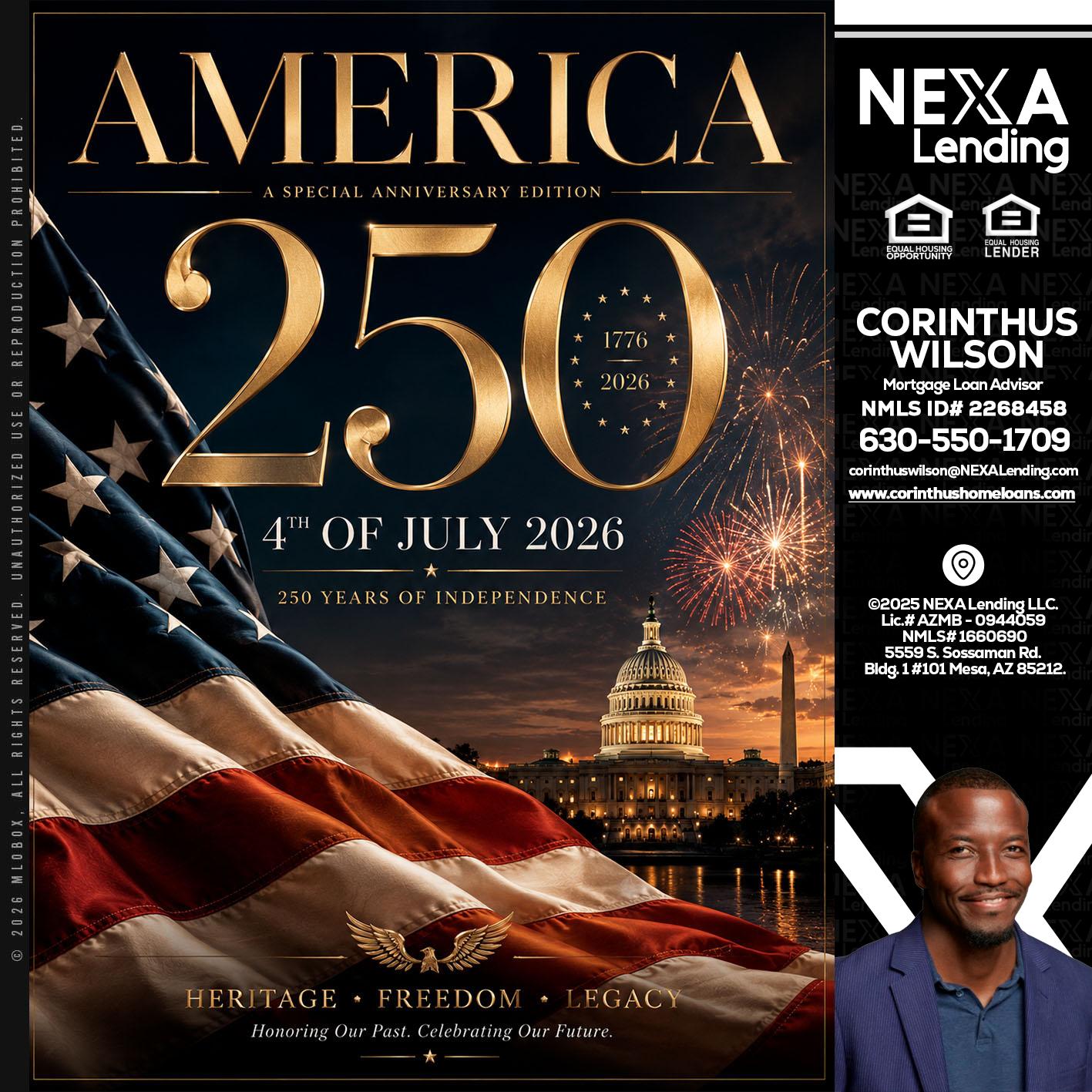 AMERICA 250 TH - Corinthus Wilson -Loan Advisor/Investor/Commercial/International