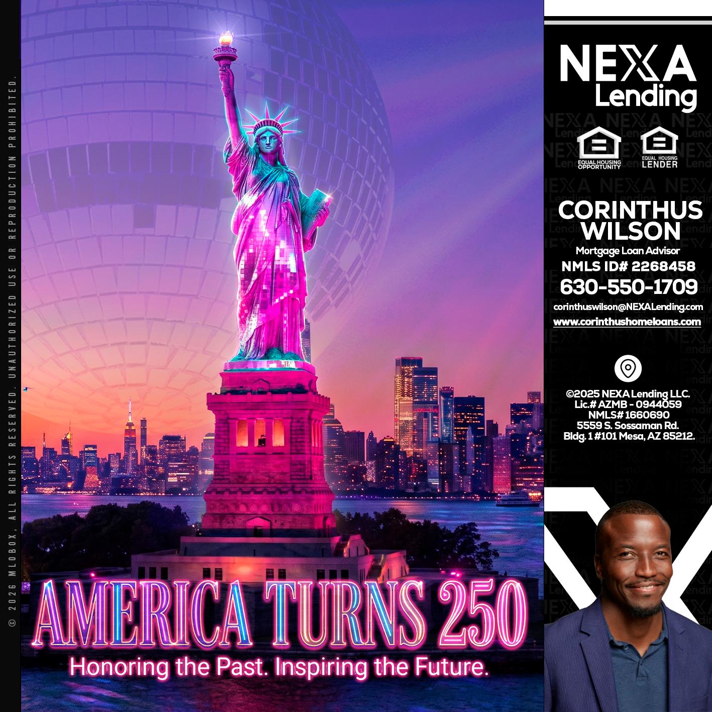 AMERICA TURNS 250 - Corinthus Wilson -Loan Advisor/Investor/Commercial/International