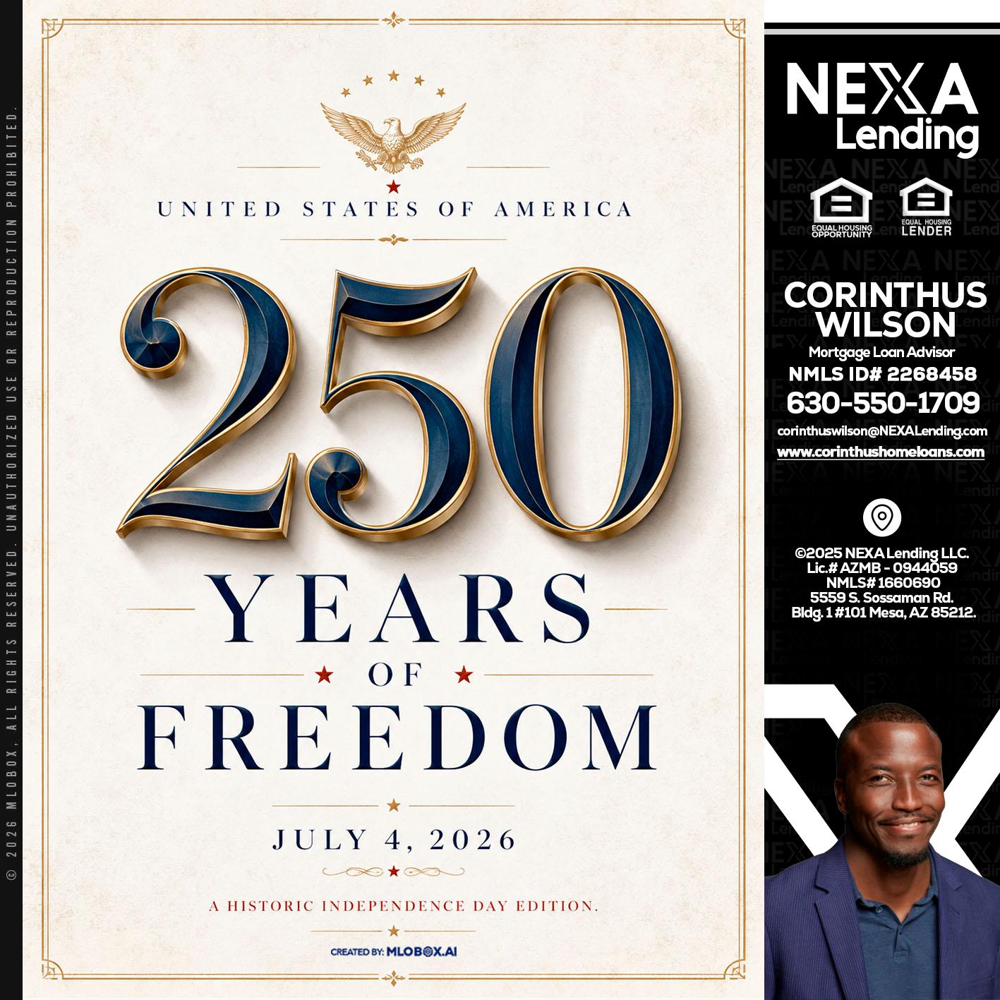 250 YEARS - Corinthus Wilson -Loan Advisor/Investor/Commercial/International