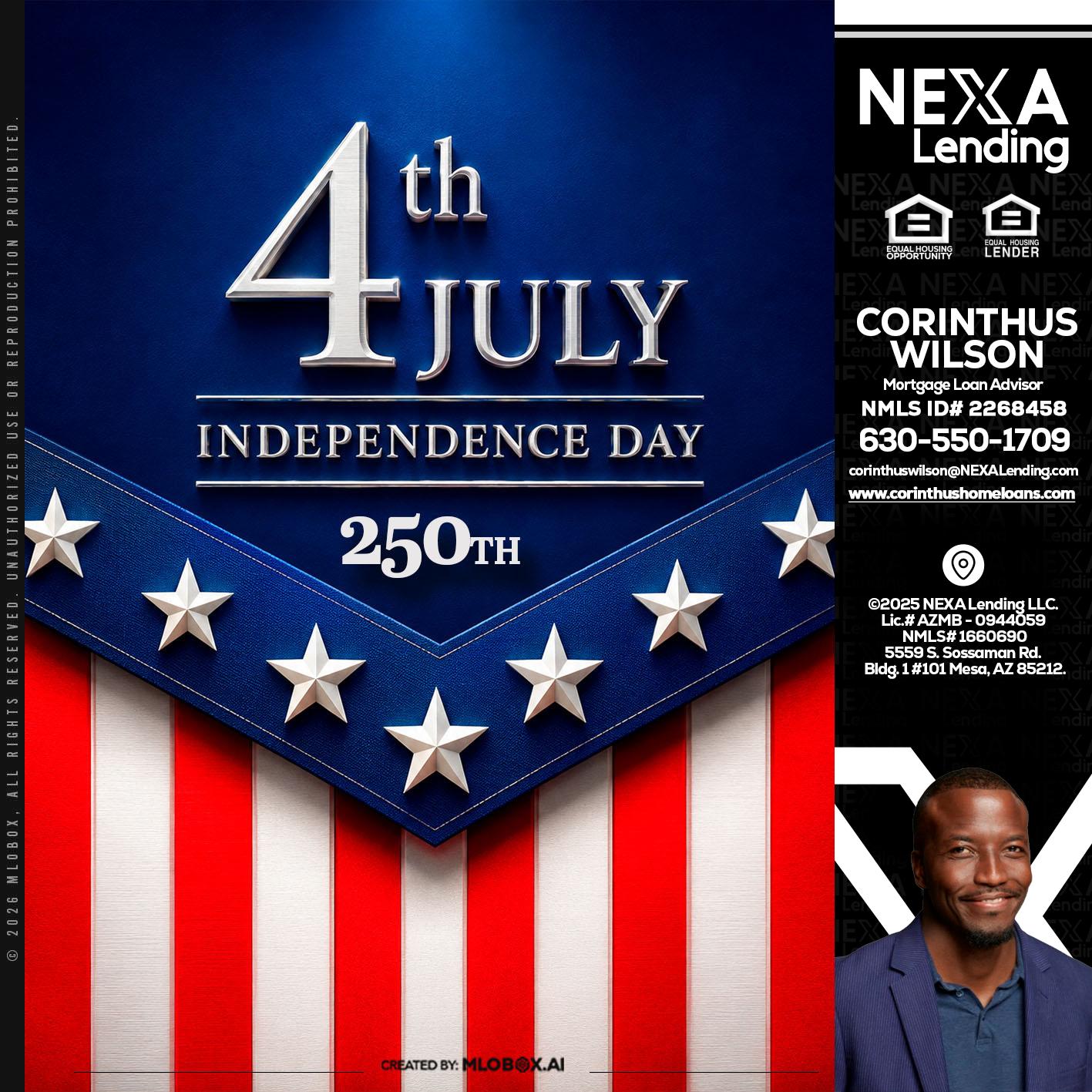 4th of july - Corinthus Wilson -Loan Advisor/Investor/Commercial/International