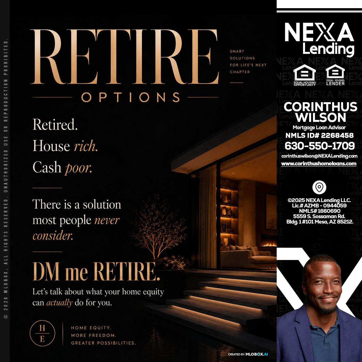 RETIRE LOANS - Corinthus Wilson -Loan Advisor/Investor/Commercial/International