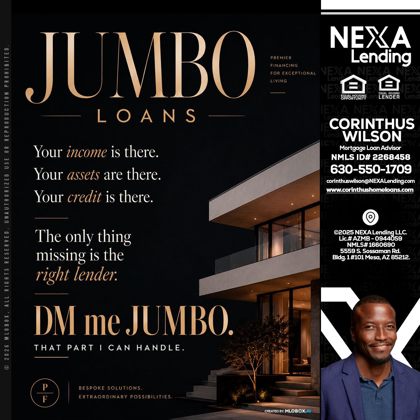 JUMBO LOANS - Corinthus Wilson -Loan Advisor/Investor/Commercial/International
